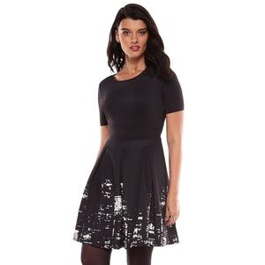 Elie Tahari for Design Nation NYC Skyline Fit and Flat Dress Black Size 2